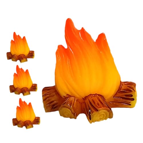 Warmhm 4 Stück Lagerfeuerdekoration Fälschung Szene Miniaturen Gefälscht Drinnen Simulieren Künstlich Party Flackern Klein Lagerfeuerzubehör Puppenhaus Falsches Lagerfeuer Harz von Warmhm
