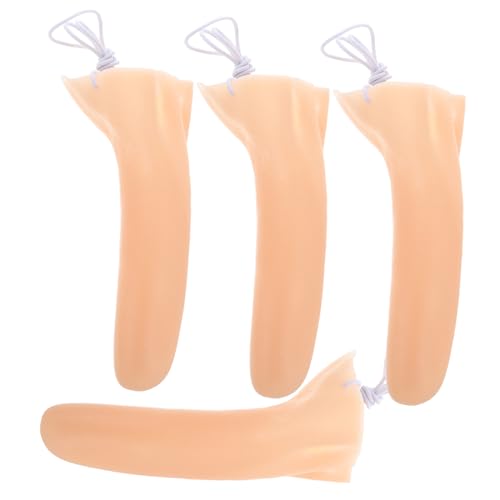 Warmhm 4 Stück Lange Nase Holzpuppennase Lustige Nase Kunststoff Nase Karneval Nase Cosplay Nase Party Nase Halloween-Kostüm Langnasen-Requisiten-Bühne Lange falsche Nase Vinyl Beige von Warmhm