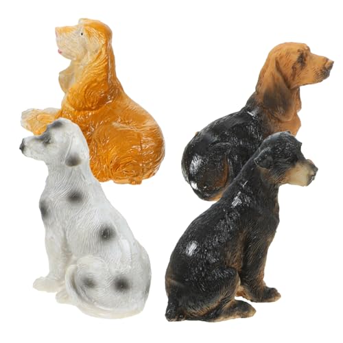 Warmhm 4 Stück Living Room Decoration wohnzimmerdeko Bulldogge Bullterrier gartendeko rostoptik Minifigur Miniaturfiguren zum Basteln Welpenstatue Spielzeugfiguren Tierstatue Harz von Warmhm