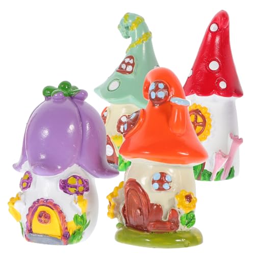 Warmhm 4 Stück Mikro-Landschaftsdekoration Ornamente Zwerge Anlage Fee Figuren wohnaccessoires House Decoration bastelset Mikro-Landschafts-Hausornament Mikrolandschaftsornament Harz von Warmhm