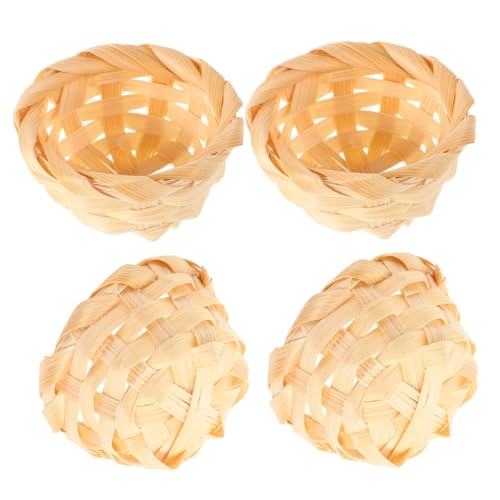 Warmhm 4 Stück Mini Bambuskorb Puppenhauskorb Winziger Korb Mini Picknickkorb Handgewebter Aufbewahrungskorb Für Süßigkeiten Puppenhaus Miniaturkorb Mini Einkaufskorb Blumenkorb von Warmhm