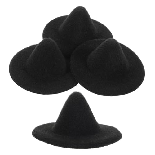 Warmhm 4 Stück Mini Magierhut Hexenhut Puppenbastelhüte Hexenhüte Masse Mini-Halloween-Hexenhüte Miniatur-Hexenhüte Mini-Puppenhüte handgefertigte Miniaturhüte Eva von Warmhm