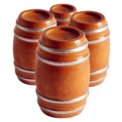 Warmhm 4 Stück Mini-bierfass Home-bar-zubehör Pub Puppenhaus Lichter Miniaturpuppenhaus -kit Luft Winziges Künstlich Gefälscht Miniatur-bierfässer Anlage Brown Buche von Warmhm
