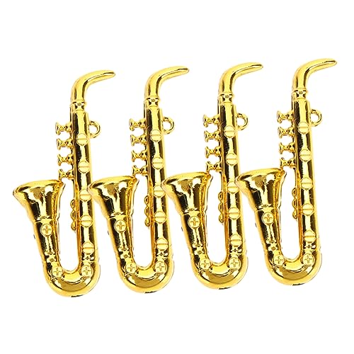 Warmhm 4 Stück Miniaturen Musical Finger winzig Musikalisches Miniaturinstrument Simulation Saxophon Sax-Modell Modell eines Saxophon-Miniaturinstruments Plastik Golden von Warmhm