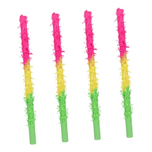 Warmhm 4 Stück Piñata-Sticks Party Fiesta Stange klein bunt Pinata Brillenstütze Pinata-Stick- Spiele für Geburtstagsfeiern Pinatas-Stick zum Geburtstag Papier von Warmhm