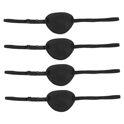 Warmhm 4 Stück Piraten Augenklappe Pack Einzelne Augenmaske für Cosplay und Halloween Schwarz Erwachsene Verstellbar und für Karneval und Kostümfeste von Warmhm