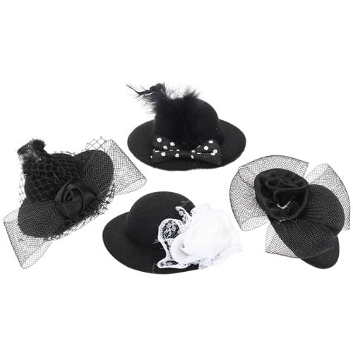 Warmhm 4 Stück Puppen Anziehhut Roter Hut Party Eimerhut Damen Miniatur Kleinhüte Kleine Hüte Zum Basteln Hüte Für Frauen Mini Hüte Zum Basteln Zylinderhut Bekleidungshut Mini von Warmhm