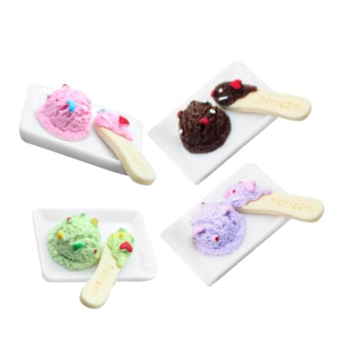 Warmhm Miniatur-Eiscreme-spielzeugset Für Puppenhaus 4-teiliger Harzbehälter Mit Bezauberndem Design von Warmhm