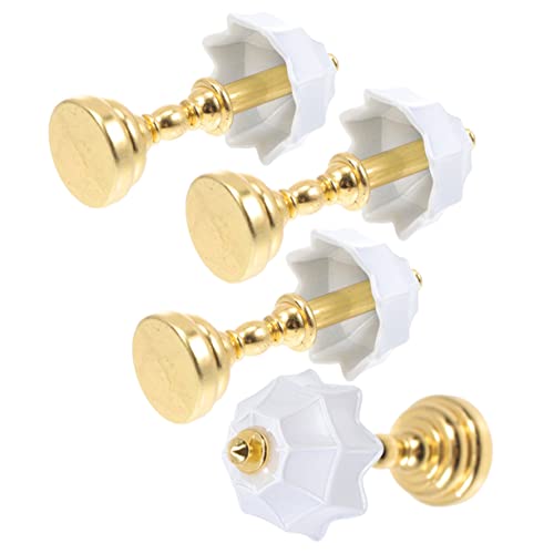 Warmhm 4 Stück Puppenstuben-tischlampe Bürolampe Heimbüro Maniküretisch Miniatur Led-tischlampe Lampenschreibtisch Weißer Schreibtisch Kleine Schreibtischlampen Solar- Monitorlampe Eisen von Warmhm