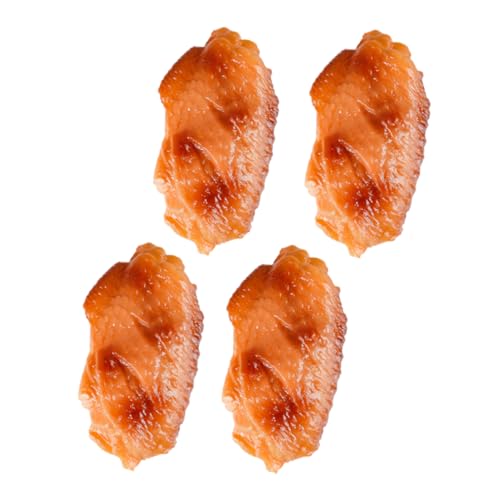 Warmhm 4 Stück Realistische Fake Food Hähnchenflügel PVC Dekorationsartikel für Fotografie Simulierte Lebensmittel Requisiten für Restaurant und Veranstaltungen von Warmhm