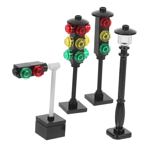 Warmhm 4 Stück Signallichtschild- Mini-ampelmodell Miniatur-ampelspielzeug Ampel Für Landschaftsdekoration Kind Transport Interaktiv Lernen Ampel Für Puppenhaus Abs Black von Warmhm