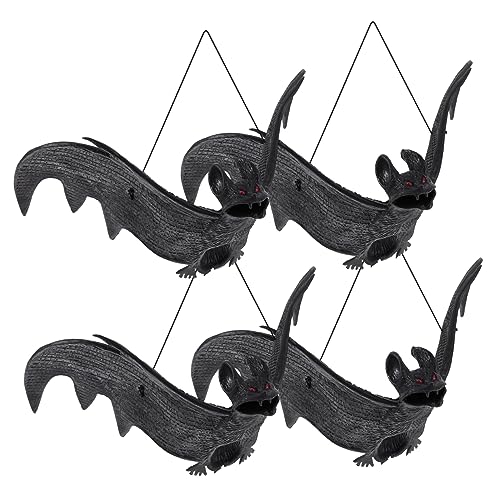 Warmhm 4 Stück Simulation Fledermaus Anhänger Gruselige Fledermaus Aufkleber Zum Aufhängen Spiel Horror Halloween Schild Halloween Dekorationen Fenster Tür Fledermäuse Bälle von Warmhm