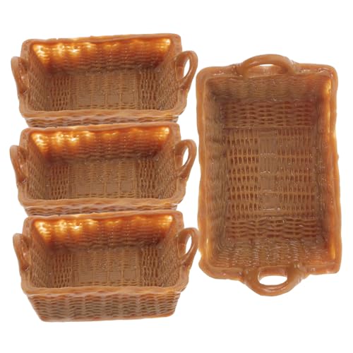 Warmhm 4 Stück Simulierte Mini Korbmodelle Dekoration Dekorativer Korb Modell Miniatur Hausdekor Miniaturkorb Für Heimdekoration Miniaturkorb Zum Basteln Harz Hellbraun von Warmhm
