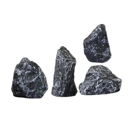Warmhm 4 Stück Simulierte Steingartenornamente Gartenfelsen Landschaftsbau Masse Miniaturgartenberg Drinnen Dekoration Miniatur-steingarten Künstlicher Stein Dekorativ Black Kunstharz von Warmhm