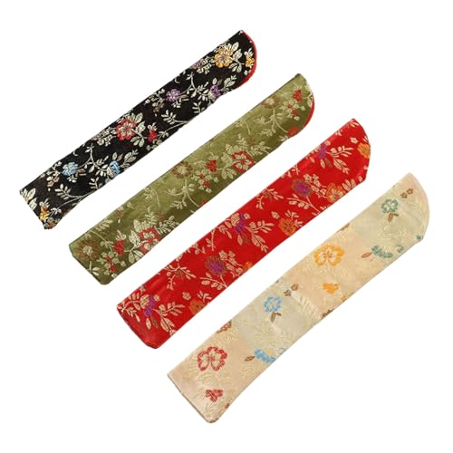 Warmhm 4 Stück Teiliges Japanische Fächertasche aus Handgefertigte Faltfächer Schutzhülle Geschenkbeutel für Handfächer Kleine Aufbewahrungstasche für Faltventilatoren Farbmix Rot von Warmhm