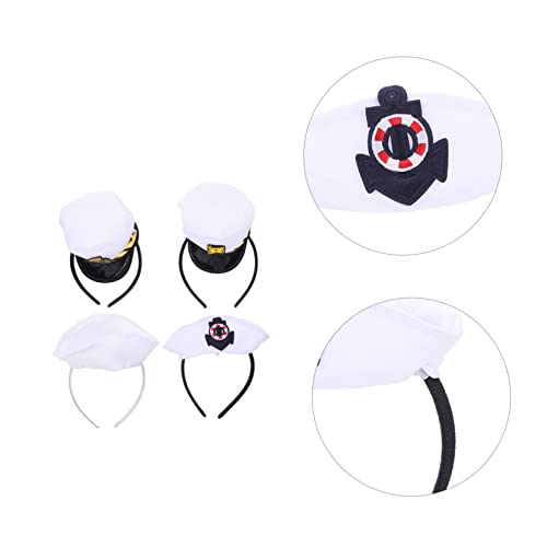 Warmhm 4 Stück Teiliges Kapitänsmützen Haarreifen Kreative Halloween Party Haarbänder Verstellbare Matrosen Kostüm Accessoires für Mädchen Cosplay und Festlichkeiten von Warmhm