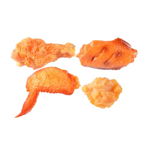 Warmhm 4 Stück Teiliges Künstliches Hähnchenmodell Realistische Hähnchenkeulen Hühnerflügel und Chicken für Restaurantdekoration Fotorequisiten und Festlichkeiten von Warmhm