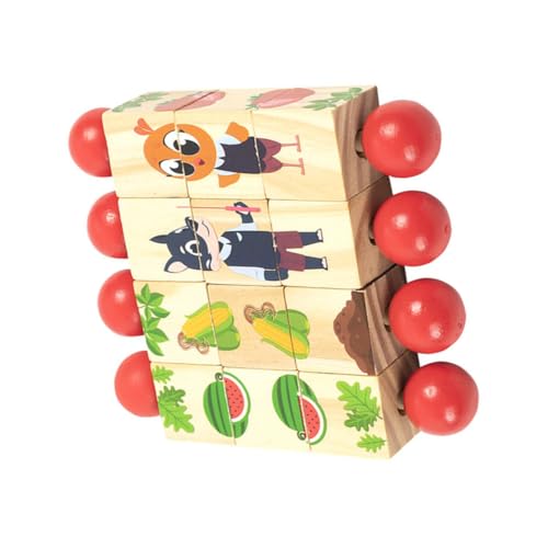 Warmhm 4 Stück Tierpuzzle Bausteine Kinderpuzzles Kinderspielzeug Kinderpuzzles Puzzlespielzeug Holz Rotierendes Puzzle Kindergeschenk Puzzle Baustein Pädagogisches Rotierendes von Warmhm