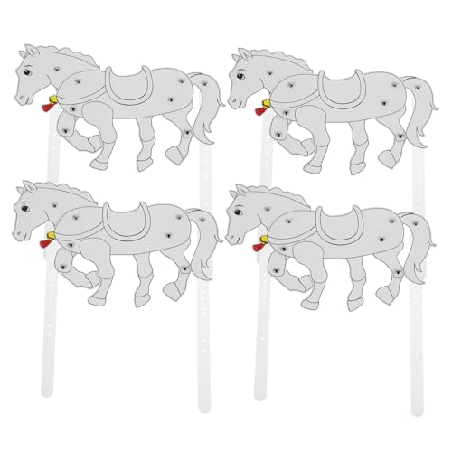 Warmhm 4 Stück Traditionelles Chinesisches Spielzeugpferd Wanddekoration Laufendes Puppe DIY Schattenpuppen Ausschnitt Chinesisches Modell Weißes Papier von Warmhm