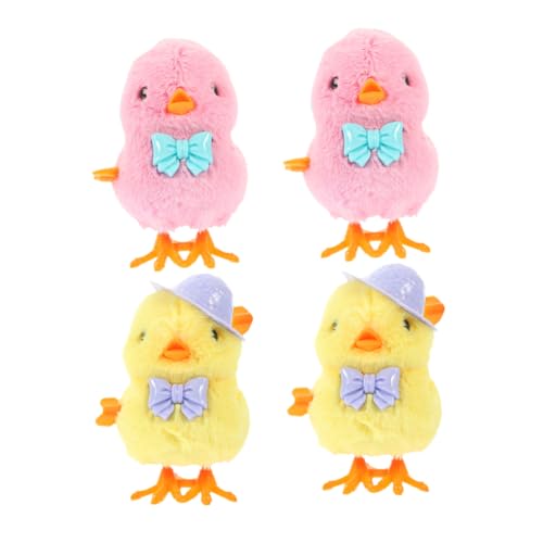 Warmhm 4 Stück Wind Up Hühner Plüsch Ostern Küken mit Niedliche Chick Figur für Füllung für Osternester und Partydekoration von Warmhm