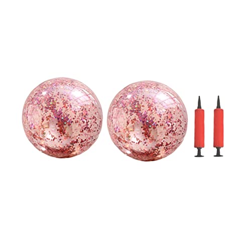 Warmhm 4 Stück aufblasbares Ballspielzeug strandball aufblasbar Aufblasbarer Strandball große glänzende Bälle aufblasbar Flummi Kugelpumpe glitzernder Wasserball runde transparente Kugel von Warmhm