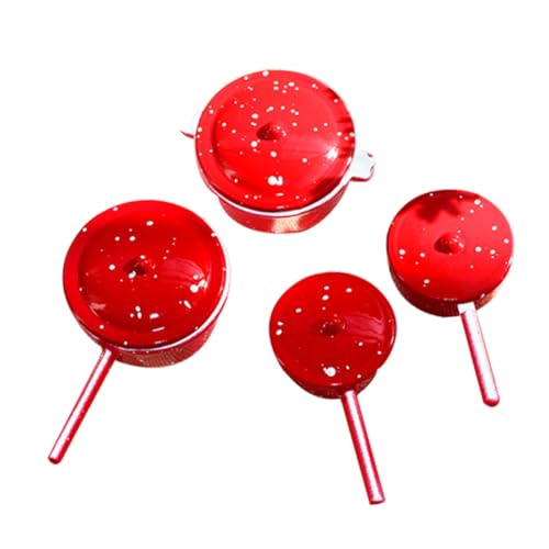 Warmhm 4 Stück pädagogische Töpfe für kinderspielzeug Topf Miniaturküche Toys Puppe Simulationstöpfe aus Metall Mini-Kochgeschirr für Legierung rot von Warmhm