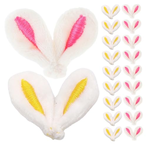 Warmhm 40 Stück Plüsch Hasenohren Bausatz Kaninchen Charme Haarspange mit Hasenohren und Schleife DIY-Haarclips Osterdeko Zubehör Osterhasen-Dekoration aus Stoff Flauschiges Hasenohr von Warmhm