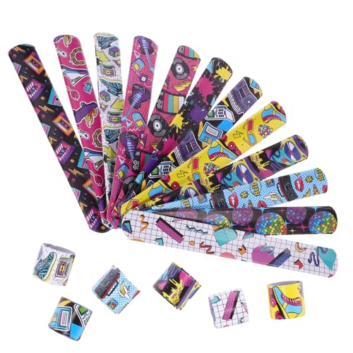 Warmhm 48 Stück Rock Musik Schnapparmbänder Praktische Armbänder für Partys Geburtstagsfeiern und Wiederverwendbar und Leicht mit Coolem Cartoon Design für von Warmhm