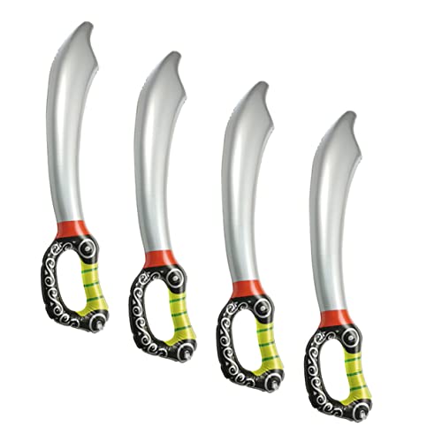 Warmhm 4 Stücke Aufblasbare Piratenschwerter Spielzeug für Kinder PVC Reißfest Halloween Kostüm Requisite Piraten Cosplay Zubehör von Warmhm