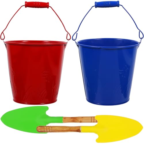 Warmhm 4Stücke Teiliges Strandspielzeug Eimer Mit Schaufeln Für Sandkasten Und Strand Langlebig Und Für Kleine Hände Farblich Gemischte Designs von Warmhm
