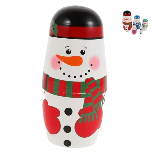 Warmhm 5 Lernspielzeug für Weihnachten Stapel Ornament Schneemann-Puppe Dekoration Geburtstagsgeschenk Kinderpuzzle Schneemänner Schneemann- Elf hölzern von Warmhm
