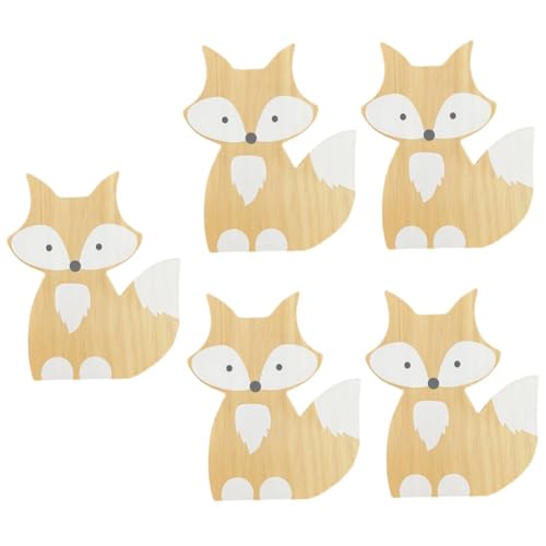 Warmhm 5 STK Fuchs-Ornament Schreibtischschild 3D-Fuchsschild aus Holz Tischdekoration Wohnkultur zartes Holzdekor Bezauberndes Dekor einzigartig Dekorationen sicher Ornamente Kind Weiß von Warmhm