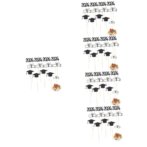 Warmhm 5 Sätze Graduierungskappe-kuchendekoration Grad Partyzubehör Wählt Geburtstag Papier Dekorationen Abschlusskuchendekor Vorschulabschluss Kuchen Verzieren Kucheneinsätze Holz von Warmhm