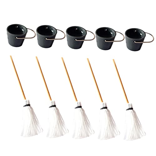 Warmhm Puppenhaus Küchenzubehör Mini Mop Eimer Für Miniaturhaus von Warmhm