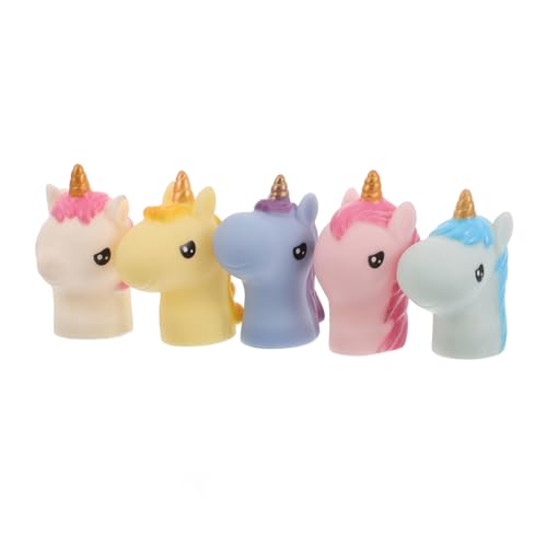 Warmhm 5 Stück Einhorn Handpuppe Einhorn Pädagogisches Spielfigur für Lustige Daumenpuppe Kaninchen Fingerpuppe Schattenmarionetten Vinyl von Warmhm