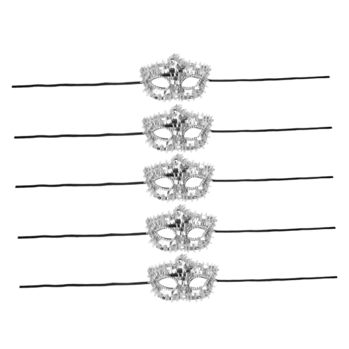 Warmhm 5 Stück Glänzende Halloween Halbgesichts Masken für Frauen Passend Schimmernde Masquerade Kostüm Accessoires für Party Karneval Hochzeit Ball und Cosplay von Warmhm