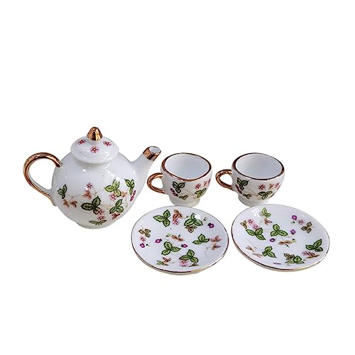 Warmhm 5 Stück Mini-Teeset Miniature Tea Set Miniature teacups Miniature Tea Cups Miniature Kitchen Accessories Miniature Dollhouse Decoration Mini-Geschirr aus Keramik Mini-Küchenzubehör von Warmhm