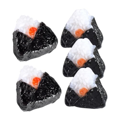 Warmhm 5 Stück Nachgemachte Sushi-Reisbällchen japanische spielzeuge Mini Japanisches Essen Foto Requisite japanische miniaturen Miniaturnahrungsmittel Miniaturspielzeug PVC Schwarz von Warmhm