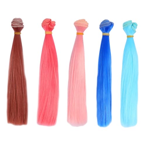 Warmhm 5 Stück Perücke Haarreihe Neon-haarspangen Haarverlängerungen in Pink Falsche Haare Rosa Haarverlängerungen Rote Haarverlängerungen Haare Flechten Rosa Neonhaar Hochtemperaturdraht von Warmhm