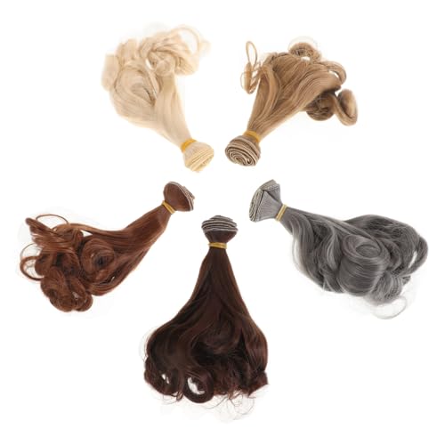 Warmhm 5 Stück Perücke Haarreihe puppenperücken Puppe Perücke Haare für Puppen bjd perücke lockiges Puppenhaar Mini-Perücken für Puppen Puppenhaare basteln Hochtemperaturdraht von Warmhm