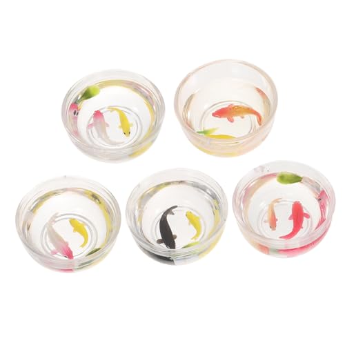 Warmhm 5 Stück Puppenhaus Aquarium Miniatur-szenendekor Miniatur Fischglas Mini-Aquarium-Modell Dollhouse Fish Bowl Fischtankmodell Miniatur-Handwerk Mini-hausaquarium von Warmhm