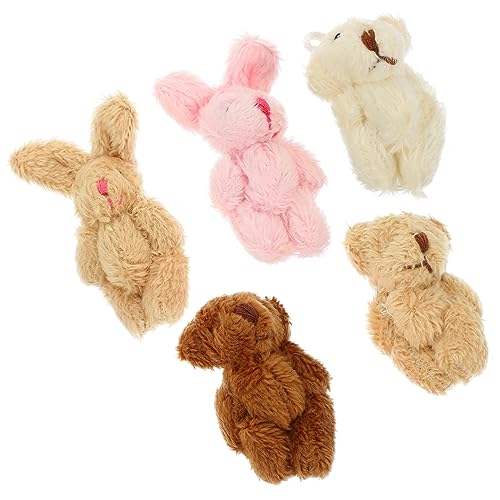 Warmhm 5 Stück Puppenhauspuppe für kinderspielzeug miniaturen Figuren Toy spielzeuge Bunny Miniatur-Ornamente DIY-Szene-Puppenmodell Mini - Mini-Bärenpuppen Plüsch von Warmhm
