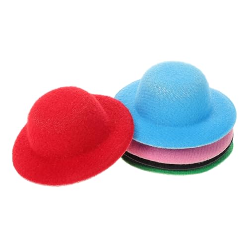 Warmhm 5 Stück Puppenhüte klein Miniaturhut Hunde Haustier Zubehör Spitze dekorativer Oberteil Minihüte zum Basteln Schwarze Formale Minihüte DIY-Puppen-Bastelmütze Stoff von Warmhm