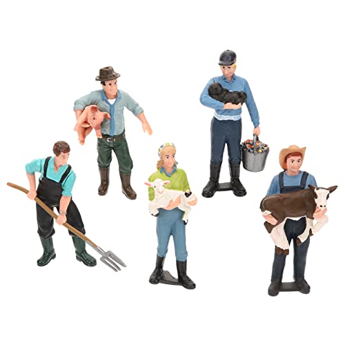 Warmhm 5 Stück Teiliges Bauernfigur Modellspielzeug Realistische Farm Charaktere zur Dekoration Pädagogisches für Schreibtisch und Miniaturfarm Accessoires von Warmhm