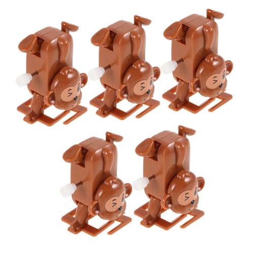Warmhm 5 Stück Uhrwerk kleine Affenspielzeug Kleinkind Kinderspielzeug für Mädchen Springende Aufziehspielzeuge Geburtstagsgeschenke aufziehen Plastik Light Brown von Warmhm