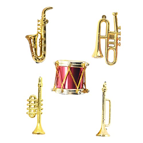 Warmhm 5 Stück simuliertes Musikinstrument Musikinstrumente kinderinstrumente Instrument Miniature Violin mini trompete winzige Dinge Musikspielzeug Plastik Golden von Warmhm