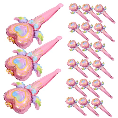Warmhm 50 Stück Folienballons Feenstab Handheld Party Deko Ballons für Hochzeiten Geburtstagsfeiern und Partyaccessoires mit Design und Eleganter von Warmhm