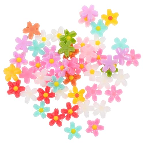 Warmhm 50 Stück Harzblumen zum Basteln Damen Accessoires Blumenohrringe Mini Blumen Anhänger Mini-Blumencharms Mini Blumen Ohrstecker Harzanhänger zum Basteln Mini-Harzblumen Nagel Charms von Warmhm
