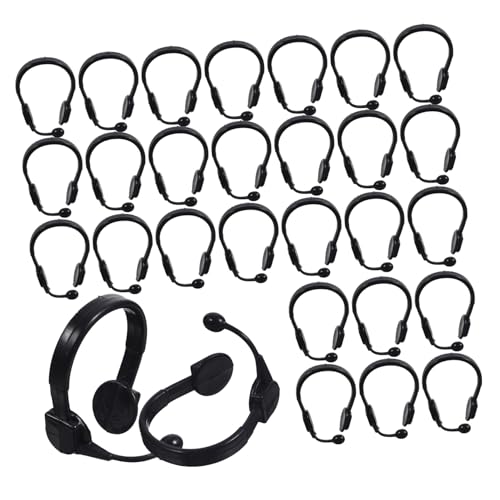 Warmhm 50 Stück Kleine Gelbe Enten-kopfhörer Puppe Headset Mini-mikrofon Baustützen Dekorativer Mini-kopfhörer Plastik Black von Warmhm