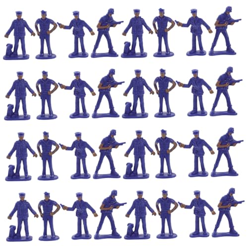 Warmhm 50 Stück Polizeimodell Aktion Schmuck Minifigur Miniatur Menschen Simulations- -Requisite Ornament Stütze Landschaft Polizist Männlich Kleine Figuren Mikro Pp Blue von Warmhm